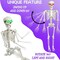 6FT/185cm Life Size Skeleton Halloween Decor, Posable Poseable Human Skeleton, Full Size Skeleton with Posable Joints Glowing Eyes Skeleton for Halloween Party Outdoor Haunted House Decor